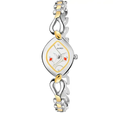 AUREX Analogue Women's & Girl's Watch (Gold Dial Colored Strap)