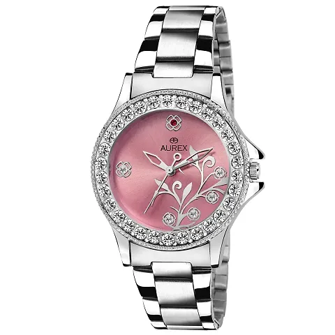 AUREX Analogue Women's Watch (Pink Dial Colored Strap)