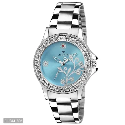 AUREX Analogue Women's Watch (Sky Blue Dial Silver Colored Strap)