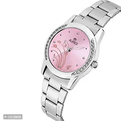 Aurex Analogue Pink Dial Round Shaped Stainless Steel Bracelet Women's Watch (Ax-Lr551-Pkc)-thumb3