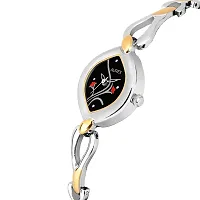 AUREX Analogue Women's Watch (Black Dial Silver & Gold Colored Strap)-thumb1