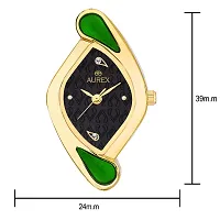 AUREX Analogue Women's Watch (Black Dial Gold Colored Strap)-thumb2