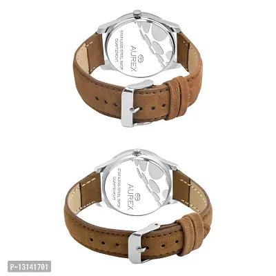 AUREX Analogue Men  Women's Watch (Brown Dial Brown Colored Strap) (Pack of 2)-thumb3