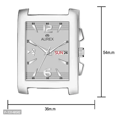 AUREX Analogue Men's Watch (Grey Dial Silver Colored Strap)-thumb3