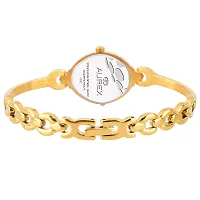 Aurex Analogue 18 K Gold Plated Swarovski Crystal Studded Golden Dial Oval Shaped Bracelet Quartz Wrist Watch for Women/Ladies/Girls (AX-LO7029-GLGL)-thumb3