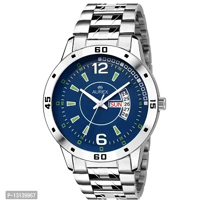 Aurex Analog Blue Dial Day and Date Functioning Men's and Boy's Watch (AX-GR117-BLC)