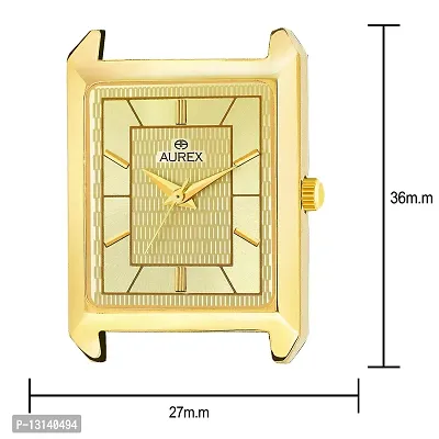 Aurex Gold Plated Golden Dial Square Shaped Metal Bracelet Luxury Watch for Men/Boys (AX- AX-GSQ7007-GLG)-thumb3