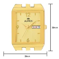 AUREX Analogue Men's Watch (Golden Dial Gold Colored Strap)-thumb2