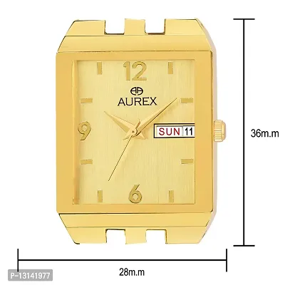 AUREX Analogue Men's Watch (Golden Dial Gold Colored Strap)-thumb3