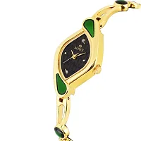 AUREX Analogue Women's Watch (Black Dial Gold Colored Strap)-thumb1