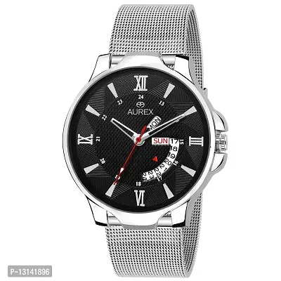 AUREX Smartwatch Men's Watch (Black Dial Silver Colored Strap)