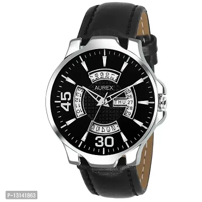 AUREX Analog Black Dial Day and Date Functioning Men's and Boy's Watch (AX-GR106-BKB)