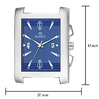 AUREX Analogue Men's & Boys' Watch (Blue Dial Silver Colored Strap)-thumb2