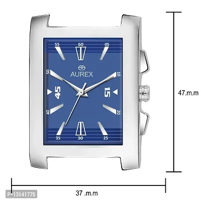 AUREX Analogue Men's & Boys' Watch (Blue Dial Silver Colored Strap)-thumb3