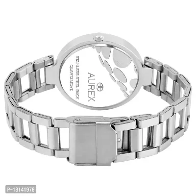 AUREX Women's Silver Dial Round Shaped Stainless Steel Analog Bracelet Watch (AX-LR551-SLC)-thumb4