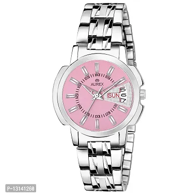 AUREX Casual Analogue Men's Watch(Pink Dial Silver Colored Strap)-AX-LR552-PKC