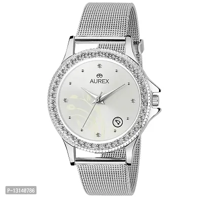 AUREX Analogue Women's Watch(Silver Dial & Silver Colored Strap)-AX-LR544-SLC