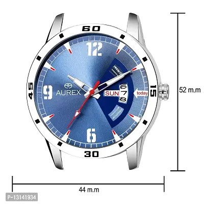 AUREX Analogue Men's Watch (Blue Dial Silver Colored Strap)-thumb3