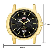 Aurex Analogue Gold Plated Black Dial Day And Date Stainless Steel Men's And Boy's Bracelet Watch-thumb2