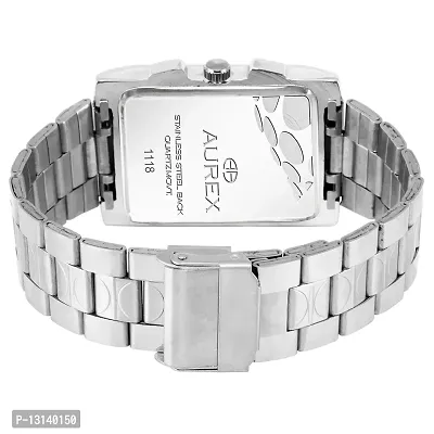 AUREX Casual Analogue Men's Watch (White Dial Silver Colored Strap)-thumb4