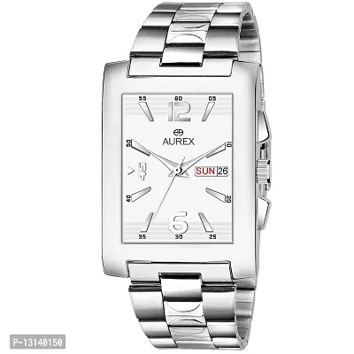 AUREX Casual Analogue Men's Watch (White Dial Silver Colored Strap)-thumb0