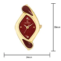 AUREX Analogue Women's Watch (Maroon Dial Gold Colored Strap)-thumb3