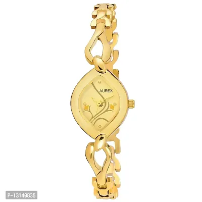AUREX Analogue Women's & Girl's Watch (Gold Dial Gold Colored Strap)-thumb0
