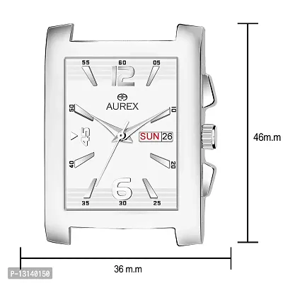 AUREX Casual Analogue Men's Watch (White Dial Silver Colored Strap)-thumb3