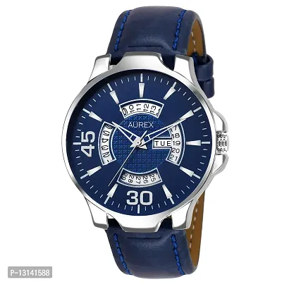 AUREX Analog Blue Dial Day and Date Functioning Men's and Boy's Watch (AX-GR106-BLBL)