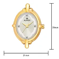 Aurex Analogue 18 K Gold Plated Swarovski Crystal Studded Silver Dial Oval Shaped Bracelet Quartz Wrist Watch for Women/Ladies/Girls (AX-LO7029-SLGL)-thumb2
