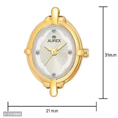 Aurex Analogue 18 K Gold Plated Swarovski Crystal Studded Silver Dial Oval Shaped Bracelet Quartz Wrist Watch for Women/Ladies/Girls (AX-LO7029-SLGL)-thumb3