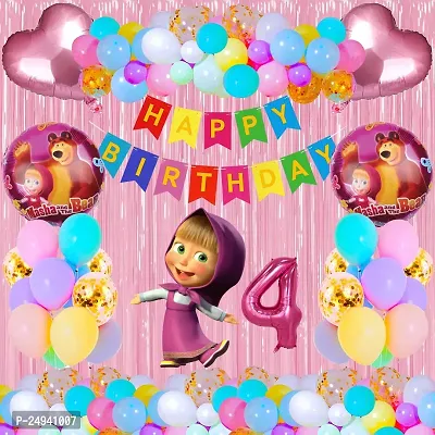 Buy Masha Theme 4th Fourth Four Happy Birthday Decoration Combo Kit Pack For  Party Decoration Items Pack Of 39 Pcs Pink Online In India At Discounted  Prices