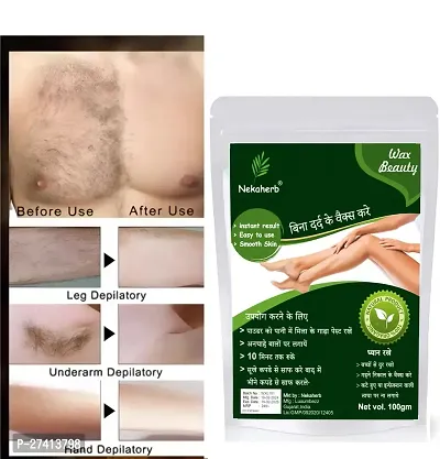 Nekaherb waxing powder for hair removal | wax powder | Instant Hair Remover | All Types Skin | Hand | Leg | Face | Underarms | Bikini (Private Part) Area | Men | Women | No Side Effects | Painless | Pure | Herbal | Organic | Natural