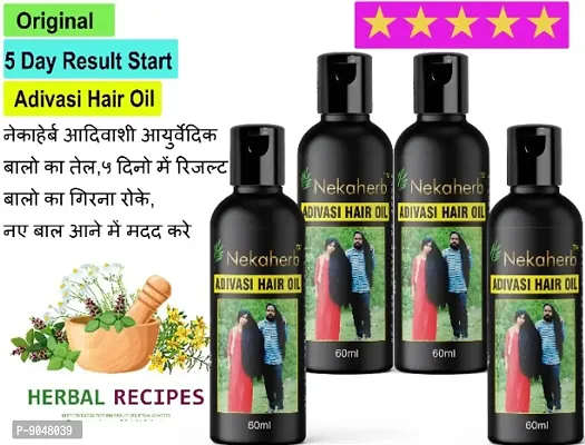 Ayurveda Aadivasi Nilambari Hair growth and hair long oil 5 MAJOR PROBLEMS Long Hair White Hair New Growth  Hair Dandruff Removel  60ml adivasi herbal hair oil PACK OF 4 Nekaherb