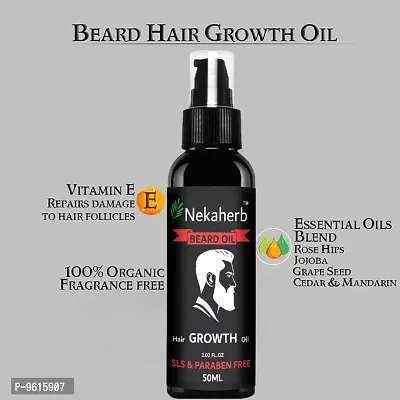 Nekaherb Natural Beard Growth oil for Man  Hair Regrowth 50ml.Beard and Hair Growth Oil - 50 ml for faster beard growth and thicker looking beard | Natural Actives Only