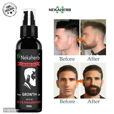 Beard oil Beard Care with Almond  Thyme | Beard Growth Oil  Beard Wash for Faster Growing Beard | 100% Natural Oil | Deep Nourishment | Softens Beard 50ml-thumb0