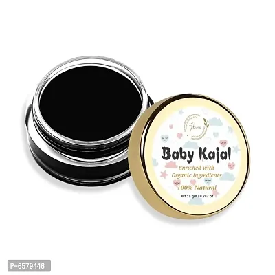 Skivila Baby Kajal Black For Newborn - 100% Natural, Enriched With Certified Organic Ingredients And Desi Cow Ghee, Chemical-Free Kajal, Water Resistant and Long Lasting - 8g