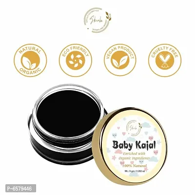 Skivila Baby Kajal Black For Newborn - 100% Natural, Enriched With Certified Organic Ingredients And Desi Cow Ghee, Chemical-Free Kajal, Water Resistant and Long Lasting - 8g-thumb5