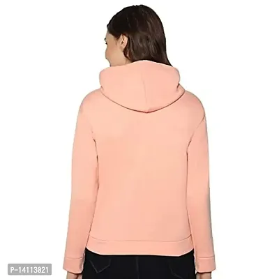 Stylish Peach Cotton Blend Printed Hoodies For Women-thumb2