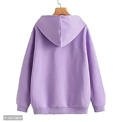 Stylish Purple Cotton Blend Solid Hoodies For Women-thumb2