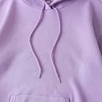 Stylish Purple Cotton Blend Solid Hoodies For Women-thumb3