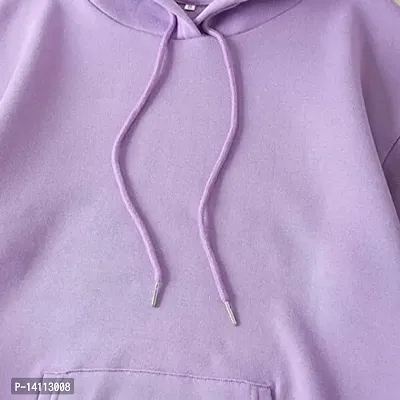 Stylish Purple Cotton Blend Solid Hoodies For Women-thumb4