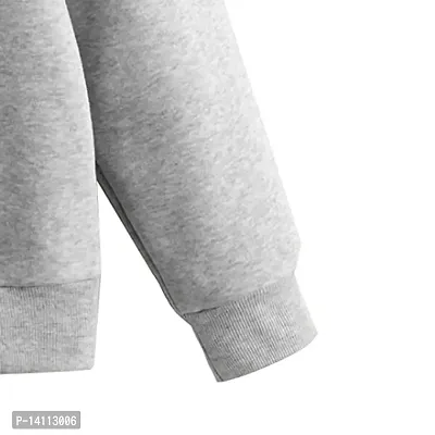 Stylish Grey Cotton Blend Solid Hoodies For Women-thumb4