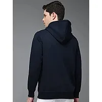 Elegant Navy Blue Cotton Solid Long Sleeves Hoodies For Men-thumb3