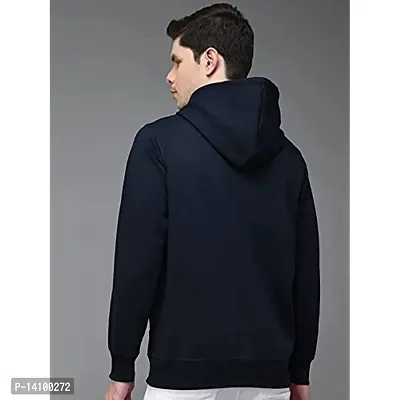 Elegant Navy Blue Cotton Solid Long Sleeves Hoodies For Men-thumb4