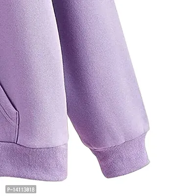 Stylish Purple Cotton Blend Solid Hoodies For Women-thumb3