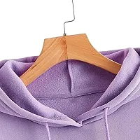 Stylish Purple Cotton Blend Solid Hoodies For Women-thumb4