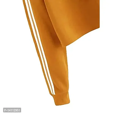 Stylish Orange Cotton Blend Self Pattern Hoodies For Women-thumb3