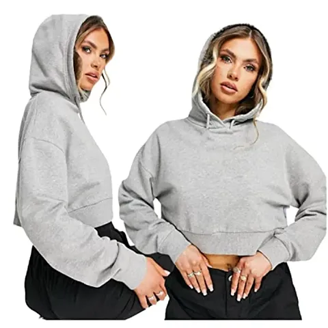 Stylish Blend Solid Hoodies For Women