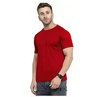 Reliable Red Cotton Blend Solid Round Neck Tees For Men-thumb2